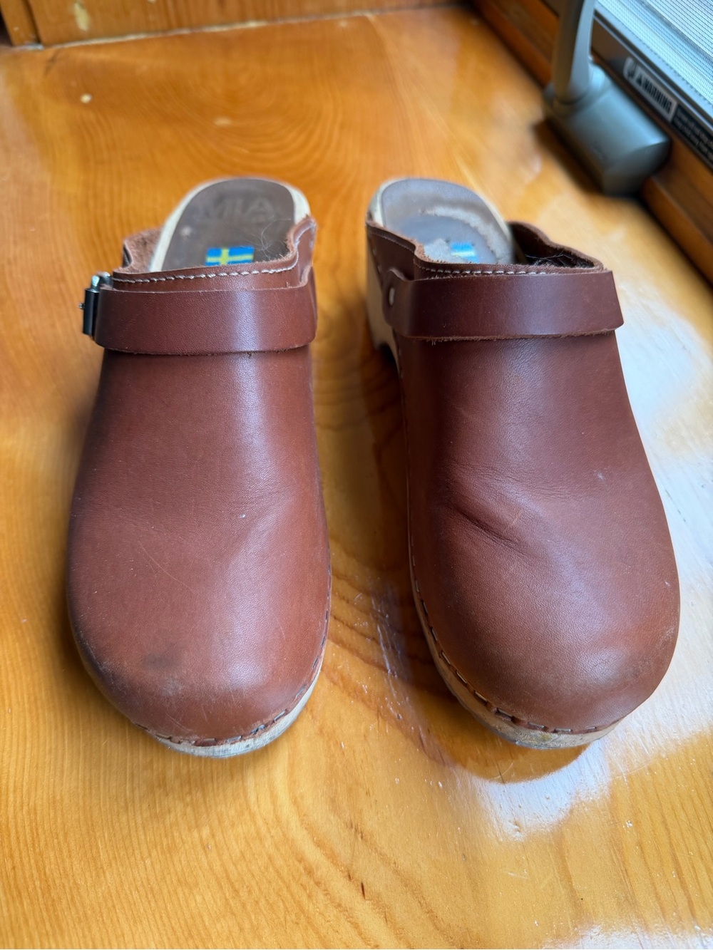 Swedish-Inspired Brown Leather Clogs